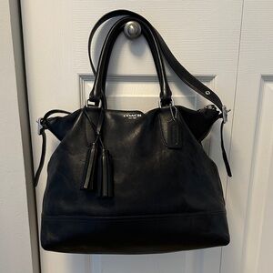 Coach Black Leather Handbag with Tassels